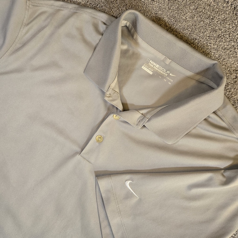 Nike Golf Tour Performance Mens 2XL Gray Short‎ Sleeve Polo Dri-Fit